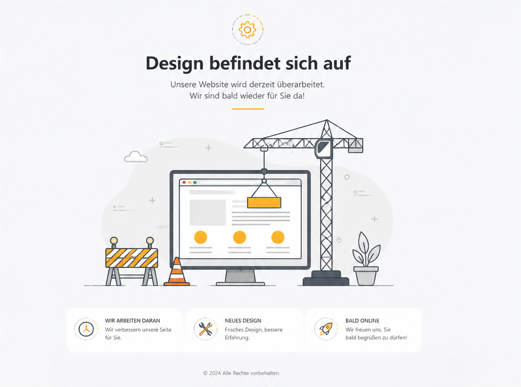 Illustration einer Website im Aufbau mit Baukran
